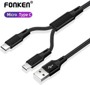 2 in 1 Micro USB Type C Cable Portable Dual Charge for Phone USB Cable Android Mole Power Bank Fast Charging USB C Cord