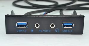 3.5" 2 Ports USB 3.0 Hub with HD Audio Output + Mic Connector Adapter , 20Pin 3.5 Inch Internal Floppy Front Panel Bracket