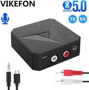 5.0 Receiver Transmitter 3.5mm AUX Jack Music Wireless Audio Adapter Handsfree Call & Mic NFC Car Kit For TV Auto ON