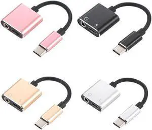 C To 3.5mm Jack Earphone Cable Adapter For    For USB C 2 in1 Audio Headphone Charging AUX Cable Adaptador