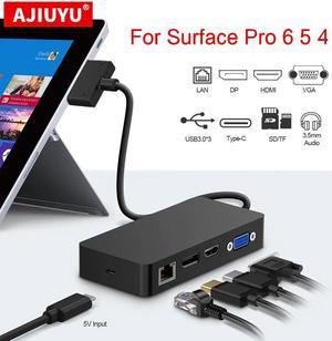 USB 3.0 HUB For Microsoft Surface Pro 4 5 6 HDMI 4K DP VGA Audio Gigat Ethernet adapter RJ45 /TF DocKing base Dock PC