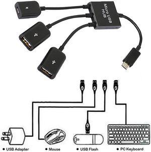 Phone Adapter 3 In 1 Micro USB HUB Male TO Female And Double USB 2.0 Host OTG Adapter Cable Adapter Cable For