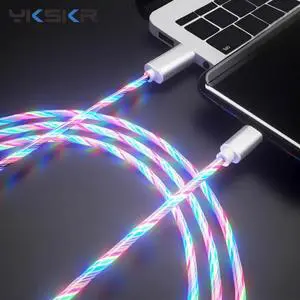Glowing Cable Mole Phone Charging Cable LED Micro USB Type C lighting Charge For iPhone 8  Luminous Charger Wire