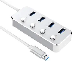 4-Port Laptop Notebook High Speed LED Indicators USB Hub Power Supply Portable Aluminum Alloy PC Home Universal Splitter