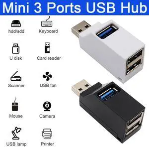 3 Port USB Hub Mini USB 2.0 High Speed Hub Splitter Box For PC Laptop U Disk Card Reader