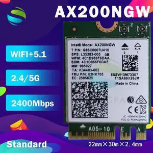 Wireless Dual Band 2400Mbps Bluetooth 5.0 NGFF M.2 Wifi Adapter For  AX200 Wi-Fi Card 802.11ac/ax Windows 10