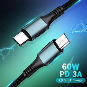 C USB-C To Micro USB Charging Cable PD 60W Fast Charge  Transfer For Macbook   USBC Male to Micro A/B Male