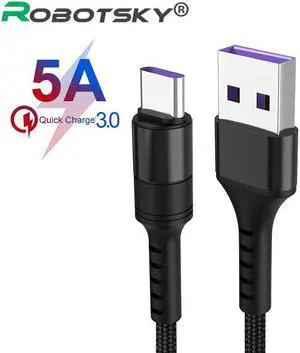 5A Type C Fast Charging Cable USB-C  Transmission Line Smart Phones Super Quick Charger Cable for