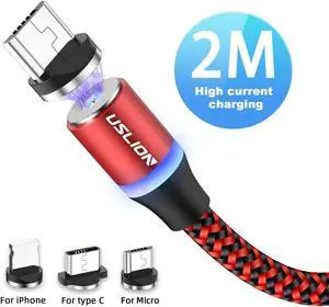 USB Cable Magnetic Charge Fast Charging for iPhone 11 USB Type C for  Micro USB Cable for  Type C Cable 2M