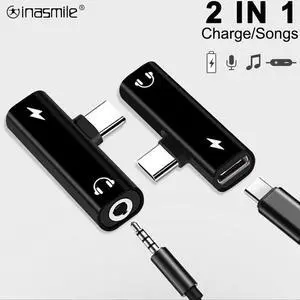 2 in 1 Cherie Aux Audio Headphone Converter Type C to 3.5mm Earphone Jack Adapter For  mi9  S10+ charger USB Cable