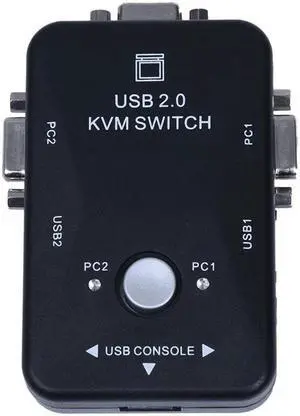 Mini 2 Ports KVM Manual Switch Box Adapter w USB Connector