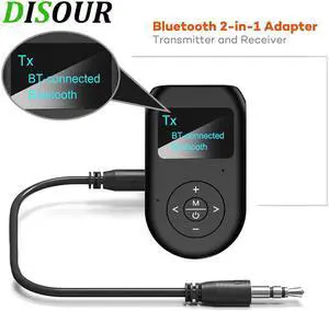 Display Bluetooth 5.0 Audio Transmitter Receiver 3.5mm AUX Stereo With Mic Handfrees Calling Wireless Adapter Dongle TV CAR