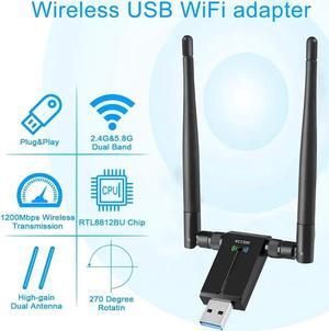 USB WiFi Adapter  Network Card With Dual 5dBi Antennas 1200Mbps 2.4G/5.8G WiFi USB Computer Network Adapter