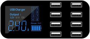 8 Ports USB Car Charger HUB QC 3.0 Quick Charger with LCD Voltage Display Multiple USB3.0 Charging Dock Station for Mole Phone