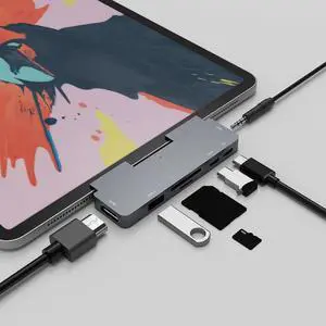 C Hub Type C Adapter 4K  -C PD TF SD  3.0 3.5mm Jack Port AUX  Type C Dock for iPad Pro 2018 Macbook Pro/Air