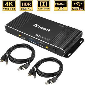 HDMI KVM Switch 4 Port 4K Ultra HD 4x1 HDMI KVM Switcher with 2 Pcs 5ft KVM Cables Supports Mechanical and Multimedia KVM USB2.0 HDMI KVM Switch 4 Port 4K Ultra HD 4x1 HDMI KVM Switcher with 2 Pcs 5ft KVM Cables Supports Mechanical and Multimedia KVM USB2.0