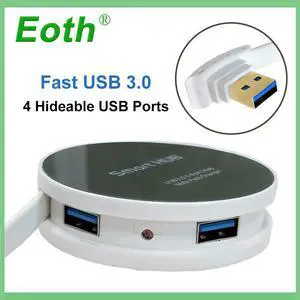 foldable multi port 4-Port USB 3.0 powered Round  Hub for Surface Pro/Book,notebook, Mac Buit-in wrap-around USB cable