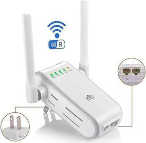 2.4GHz WiFi 300Mbps Range Extender Wireless Router/Repeater/AP/WPS Dual External Antenna Booster Signal Amplifier