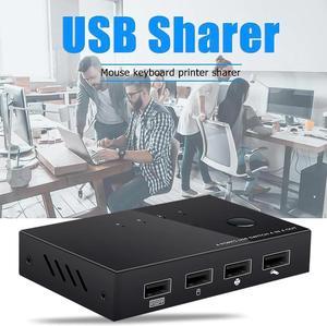 4 Port PCs Sharing USB KVM Switch Box USB 2.0 Switcher 4 Devices for Keyboard Mouse Printer Monitor Switch Selector