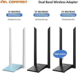 RTL8814AU 802.11 b/g/n/ac 1900Mbps USB3.0 Wireless WiFi Adapter 2x6dBi WiFi Antenna for Windows 7/8/10 AC Gigabit Dongle Adaptor