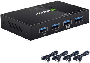 4K USB HDMI KVM Switch Box 4Kx2L HDMI KVM Switch (with 4 USB Cables)