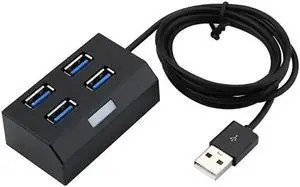 4 Ports Mini USB 3.0 HUB Splitter 4 in 1 USB Adapter External Converter Cable Hubs with LED Light for Laptop Desktop