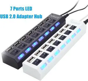 2.0 HUB 2.0 HUB Multi  Splitter Light 7 Port Expander Multiple  7 Hab with Power Adapter 2.0 Hub with Switch For PC