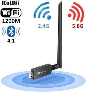 Wireless WiFi Bluetooth Adapter AC1200 USB 3.0 WiFi Dongle Dual Band 2.4G/5.8G Network Adapter & Bluetooth 4.1 Transmitter