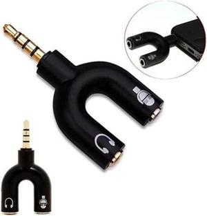 1PC U Type Adapter Dual 3.5 MM Headphone Plug Audio Cables Splitter Microphone 2 in 1 Swivel Connector Jack Plug Adapter