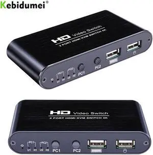 HDMI KVM Switch 2 Port 4K USB Switch KVM Switcher Splitter Box for Sharing Printer Keyboard Mouse KVM Switch HDMI