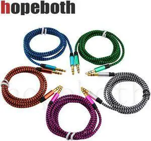 100pcs/lot Audio Cable Jack 3.5 mm Male to Male Nylon Cloth Audio Aux Cable For iPhone Car Headphone Speaker Wire Line Aux Cord