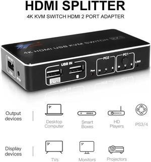 Switch 2 Port Selector Box Hub Switch Switcher Scanner for Mouse Keyboard 4K KVM Switch Printer Accessories