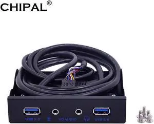 4 Port USB 3.0 HUB Front Panel HD Audio 3.5mm Earphone Mic Bracket with 20Pin 10Pin Cable for PC Desktop 3.5" Floppy Bay
