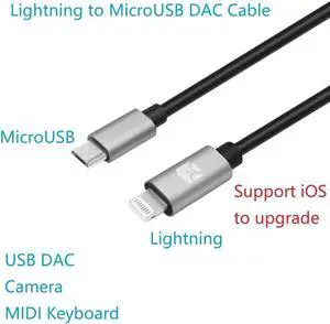 Lightning-to-MicroUSB USB DAC OTG Cable for iPhone/iPad/iPod Chord Mojo Hugo Pha3  HiFi  HA2 K5 Camera 15cm 1.2m