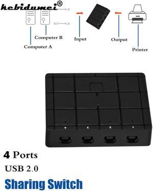 USB 2.0 KVM Switch Box USB Switcher Kvm Switch Hub 2/4 Port PCs Sharing 4 Devices for Keyboard Mouse Printer Monitor