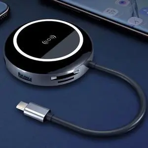 HUB C HUB to Multi  3.0 HDMI  QI Wireless Charger Adapter Dock for MacBook ipnone Accessories -C Type C 3.1 Splitter