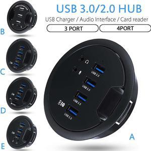 5 Types Device Charging Mount In Desk Hubs USB 3.0/2.0 HUB Adapter for Macbook External Stereo Sound Combo Charging Reader Card