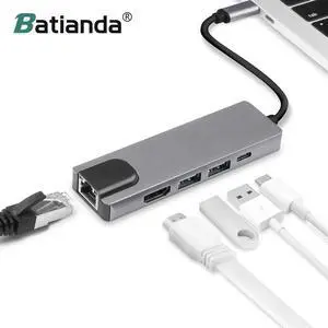 C Hub HDMI to Gigat Ethernet Rj45 Lan Adapter for Macbook Pro 13 15 16 New Air 13.3 2019 Thunderbolt 3 -C Charger Port
