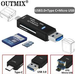 3.0 Hub  Card Reader Micro  Type C Card Reader Lector  Memory Card Reader For Micro  TF  Type-C OTG Card Readers