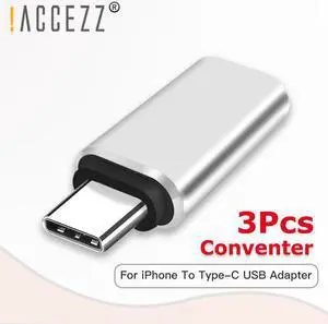 3Pcs OTG Adapter USBC for IPhone Cable Male Type-C To Lighting Female Charging  for  P30  S9 Converter