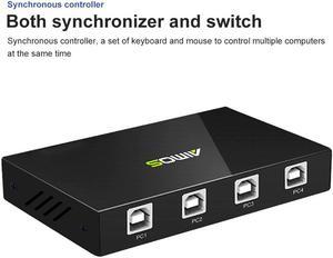 Synchroniser Controller with 1-button 4-port USB Keyboard KVM Switch Splitter Computer Synchronizer USB 2.0 Synchronizer