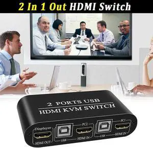 Speed HDMI KVM Switch For Printer Sharing Laptop Universal Dual USB Plug And Play Professional 2 In 1 Out Aluminum Alloy