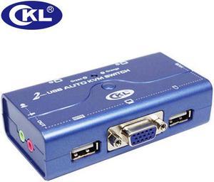 2 Port VGA KVM Switch USB 2.0 with Audio Function 2 Computers 1 Monitor Supports Printer -72UA