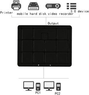 2 In 1 Out  KVM Switch Box Video Display 4K USB Switch Splitter for 2 PC Sharing Keyboard Mouse Printer @M23