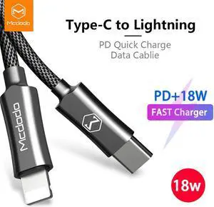 18W PD Quick Charging Cable for iPhone XS Max XR X 8 Plus iPad Type C To For Lightning Cable USB C Macbook Charger Cable