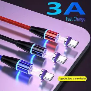 LED Magnetic USB Cable Fast Charging Type C Cable Magnet Charger  Charge Micro USB Cable Mole Phone Cable USB Cord