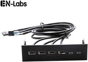 PC 5.25 USB 3.0 USB 2.0 front panel Hub Splitter,2 Port USB 3 to 20pin, 2 Port USB 2 to 9pin Adapter -Black Plastic