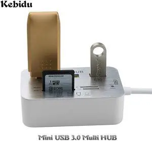 High Speed Mini USB 3.0 Multi HUB And Card Reader Combo With MS//M2/TF And With 3 Ports USB Splitter For PC