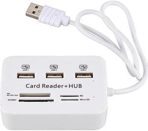 3 Ports USB 2.0 HUB Multi-card Reader for /mmc/m2/ms Mp-all in One (White)