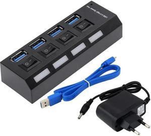 3.0 Hub 4 Port  Splitter with Switch 3 Multiple Expander Use Power Adapter 2.0 3 Hub for PC